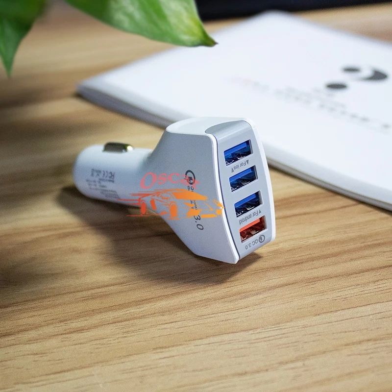 Car Charger Colokan Mobil 4 Ports QC3.0 3.1A Qualcomm Black White