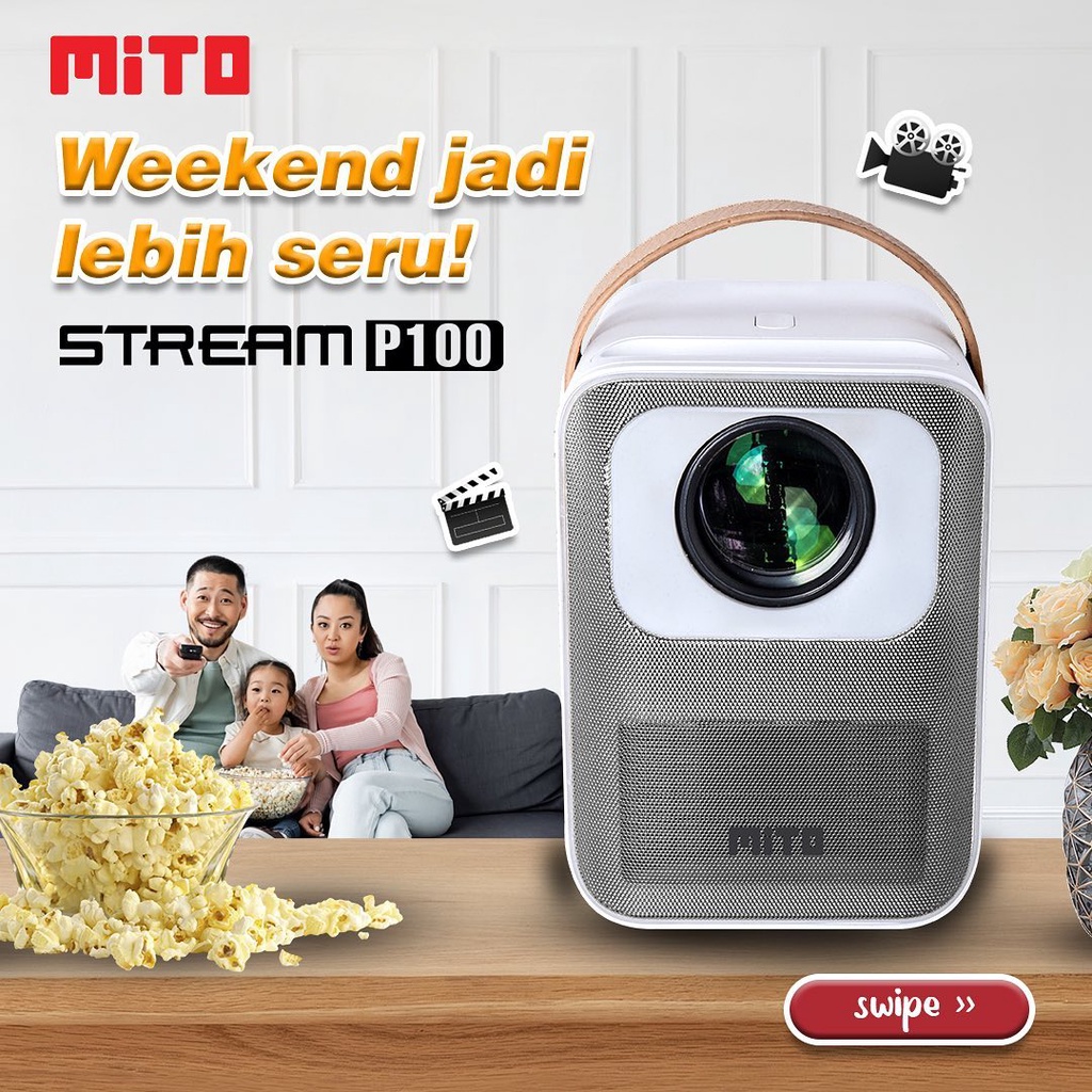 MITO Smart Projector Stream P100 Android 9.0 Wifi Bluetooth Proyektor