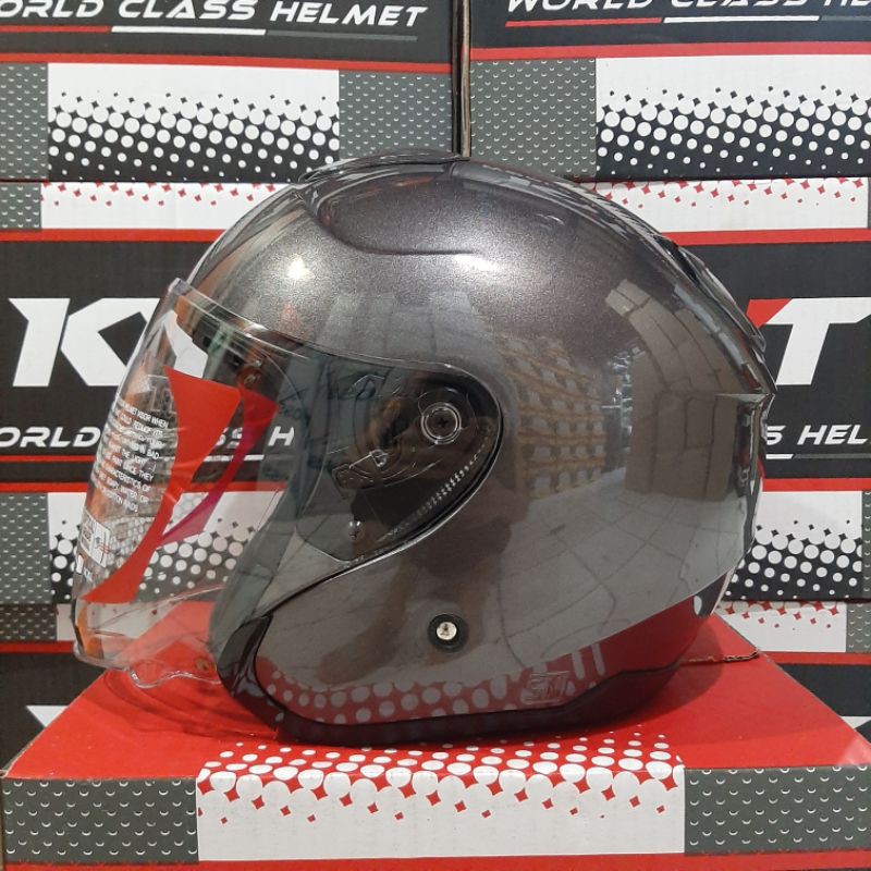 HELM KYT KYOTO SOLID GUNMETAL / KYT KYOTO POLOS ABU ABU