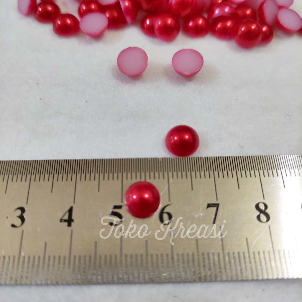 (Per pack) Mutiara setengah / mutiara rata warna warni 8 mm