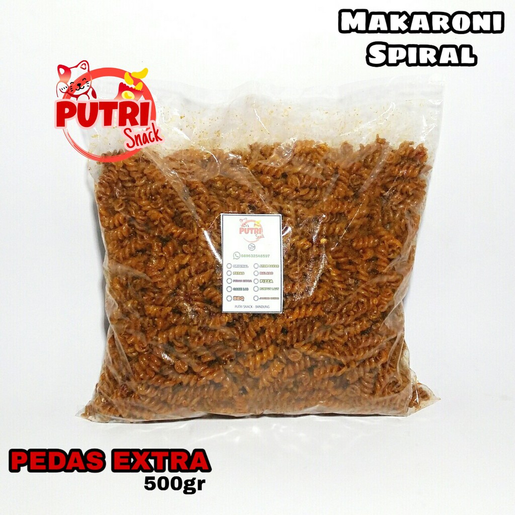 Makaroni Spiral Uril Kemasan Kiloan ( putri snack ) cemilan kering 500gr