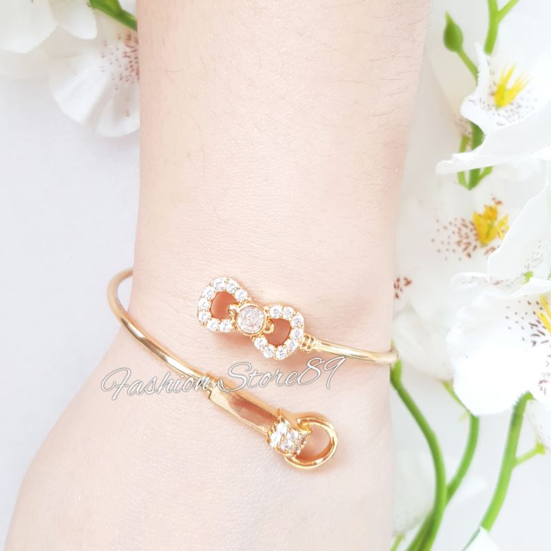 Gelang Bangle Flexibel Motif Pita perhiasan lapis emas 18k xuping yaxiya gelanh bangle elastis