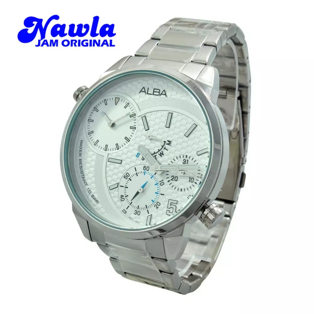 Alba Quartz A2A005X1 Dual Time White Dial - Jam Tangan Pria A2A005