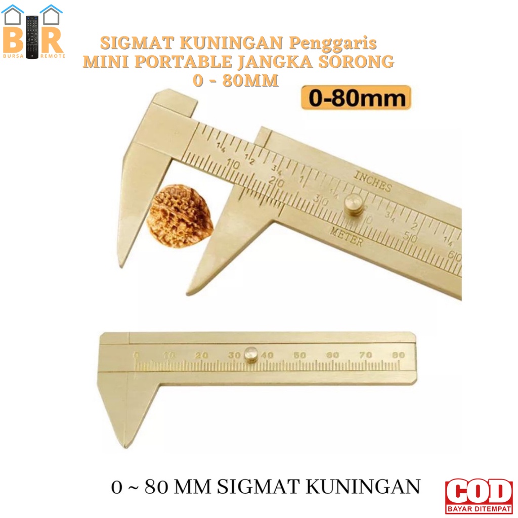 Sigmat Kuningan Penggaris Mini Portable JANGKA SORONG 0~80mm