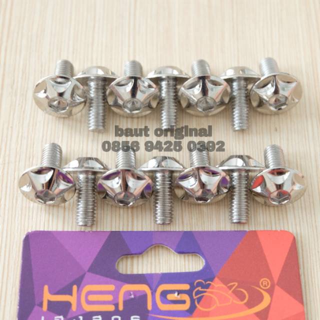 Baut payung probolt star silver stainless 6x15 drat 10 panjang 1.5 cm original heng thailand