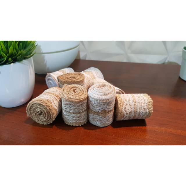 Burlap pita goni renda goni goni rustic
