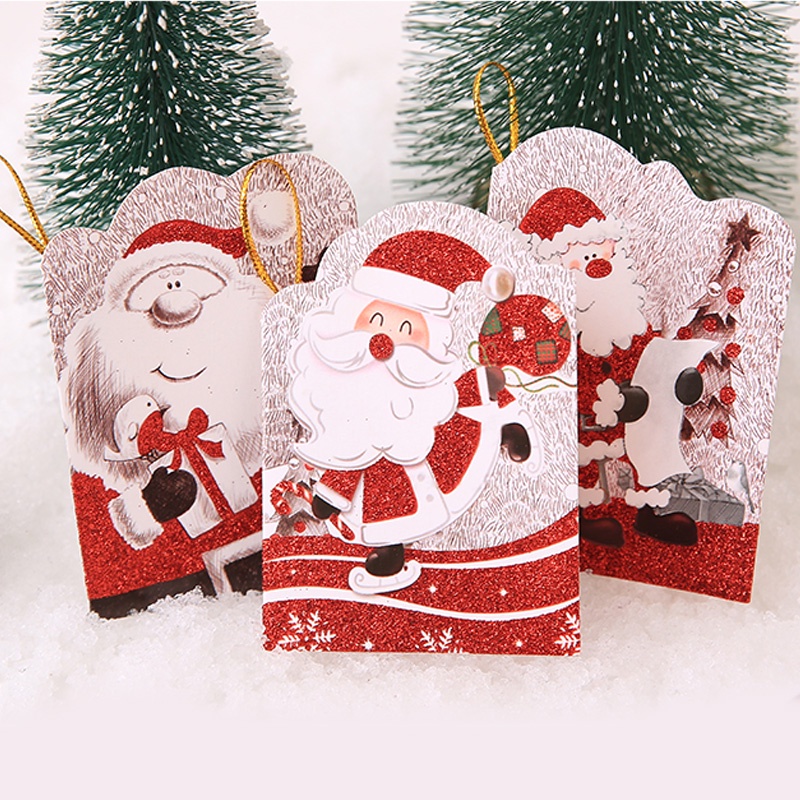 16pcs Kartu Ucapan Mini Desain Santa Claus Lucu Dengan Amplop Untuk Natal