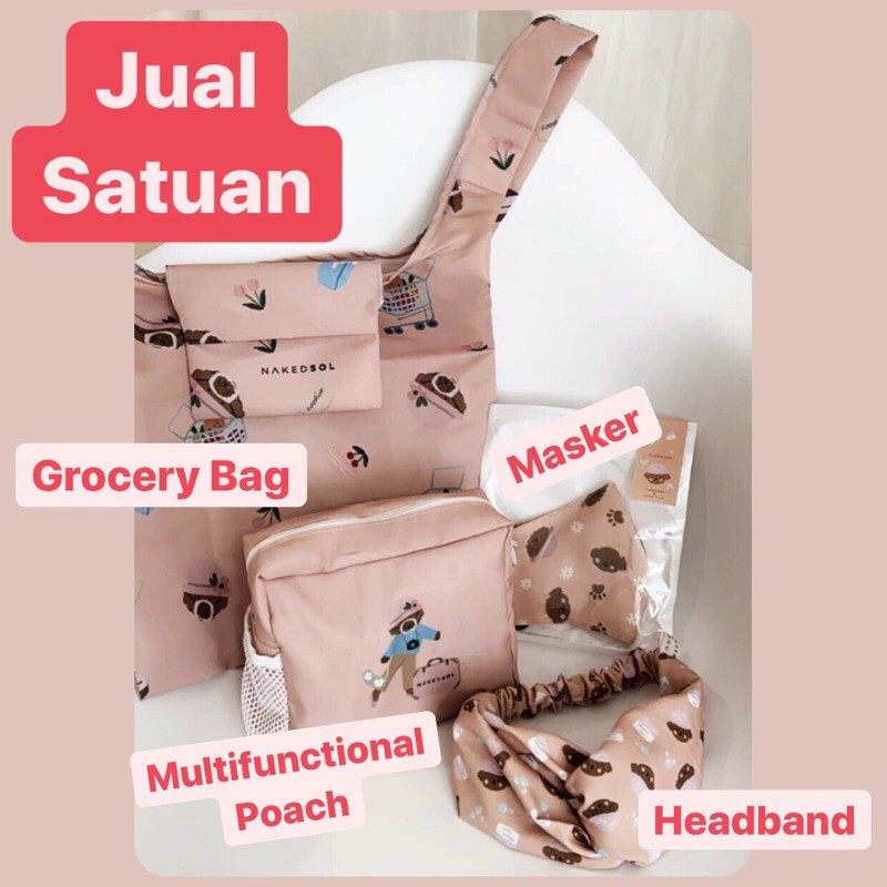 Nakedsol x kellysandco merchandise set box pink kellys kellysnco masker pouch headband shopping bag