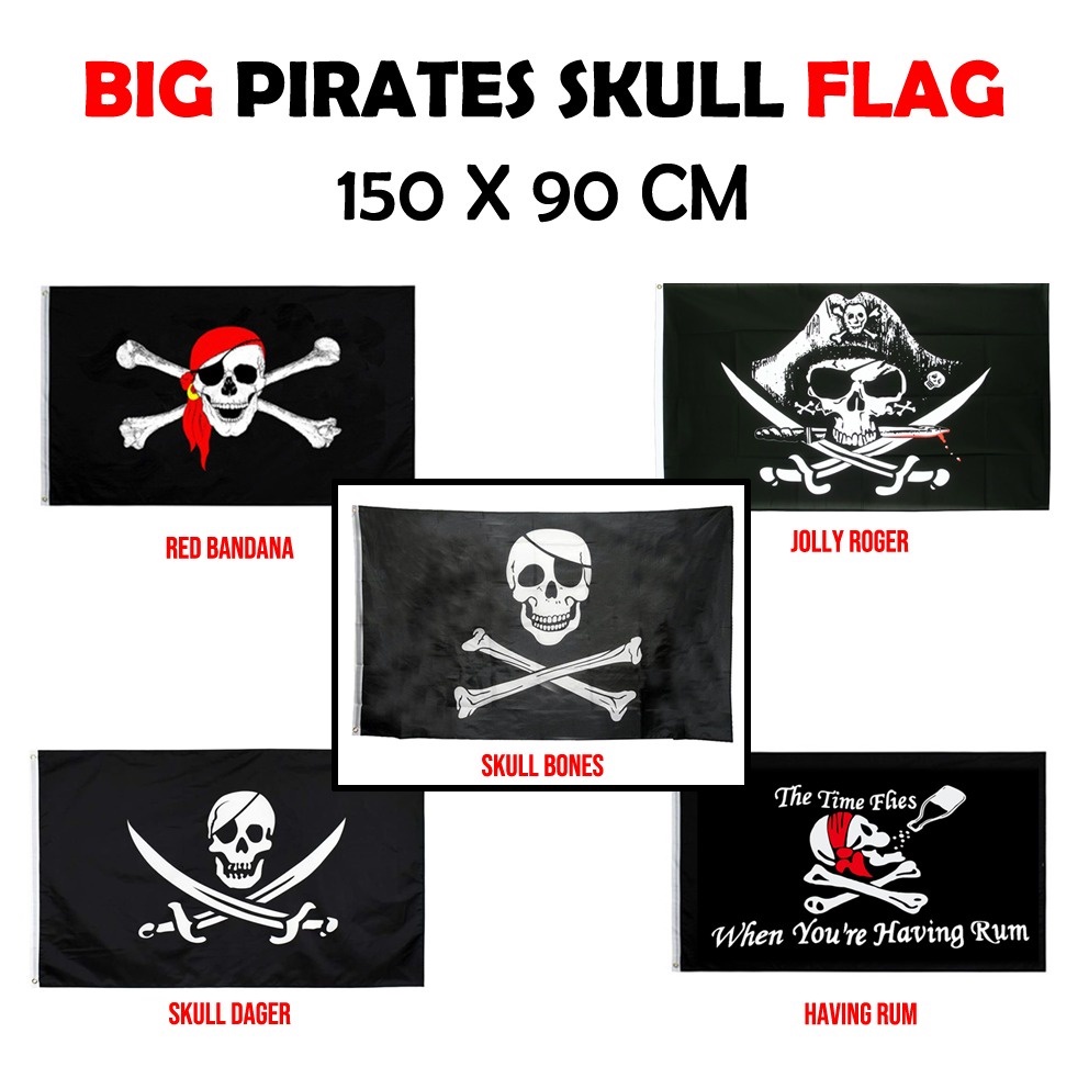 bendera tengkorak bajak laut / pirate skull jolly roger ukuran besar