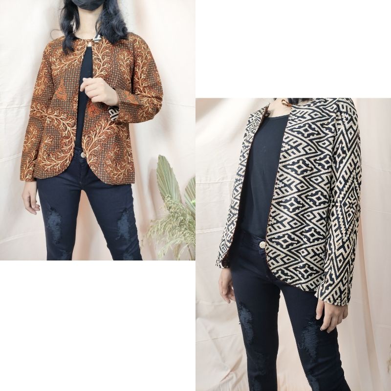 SB Collection Outer Batik Arlina  2in1 Blazer Wanita Kancing Satu