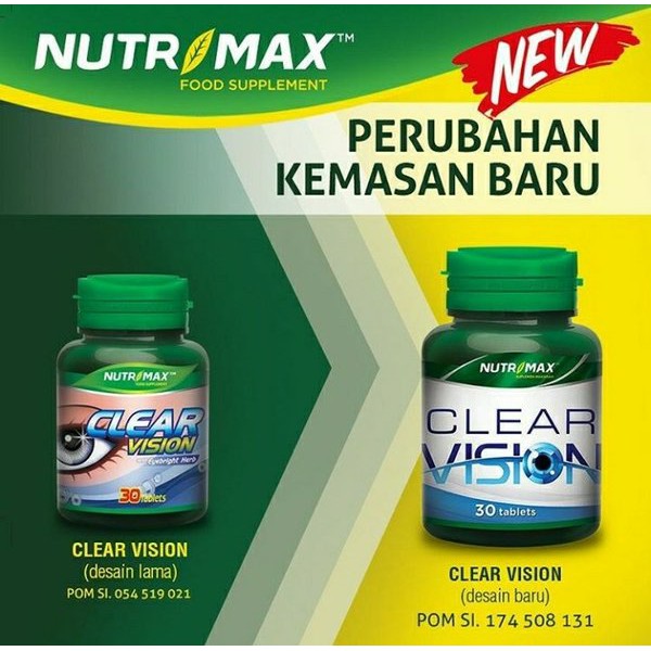 BPOM NUTRIMAX CLEAR VISION WITH EYEBRIGHT HERB ISI 30 / VITAMIN MATA MINUS / VITAMIN GLUKOMA / SYE