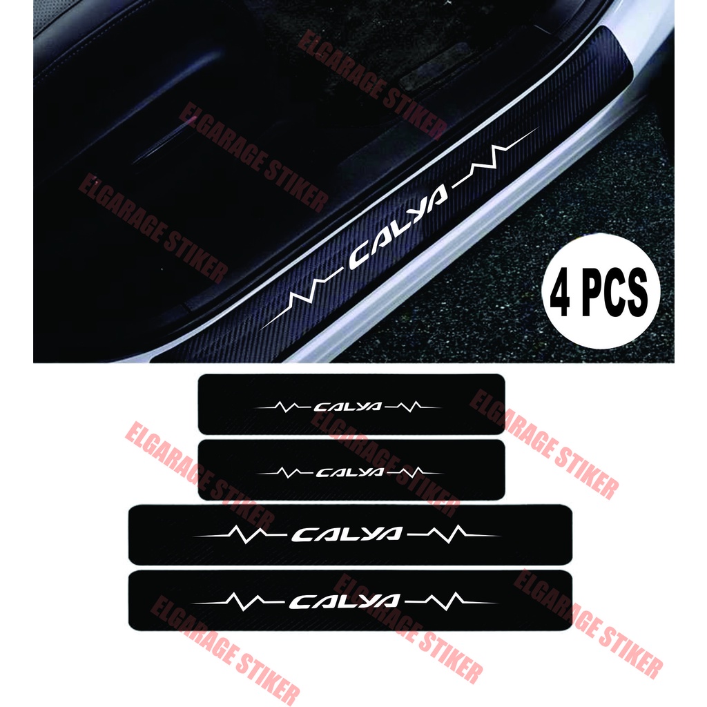 4pcs stiker carbon calya stiker pelindung pintu mobil dari pijakan kaki stiker variasi mobil calya