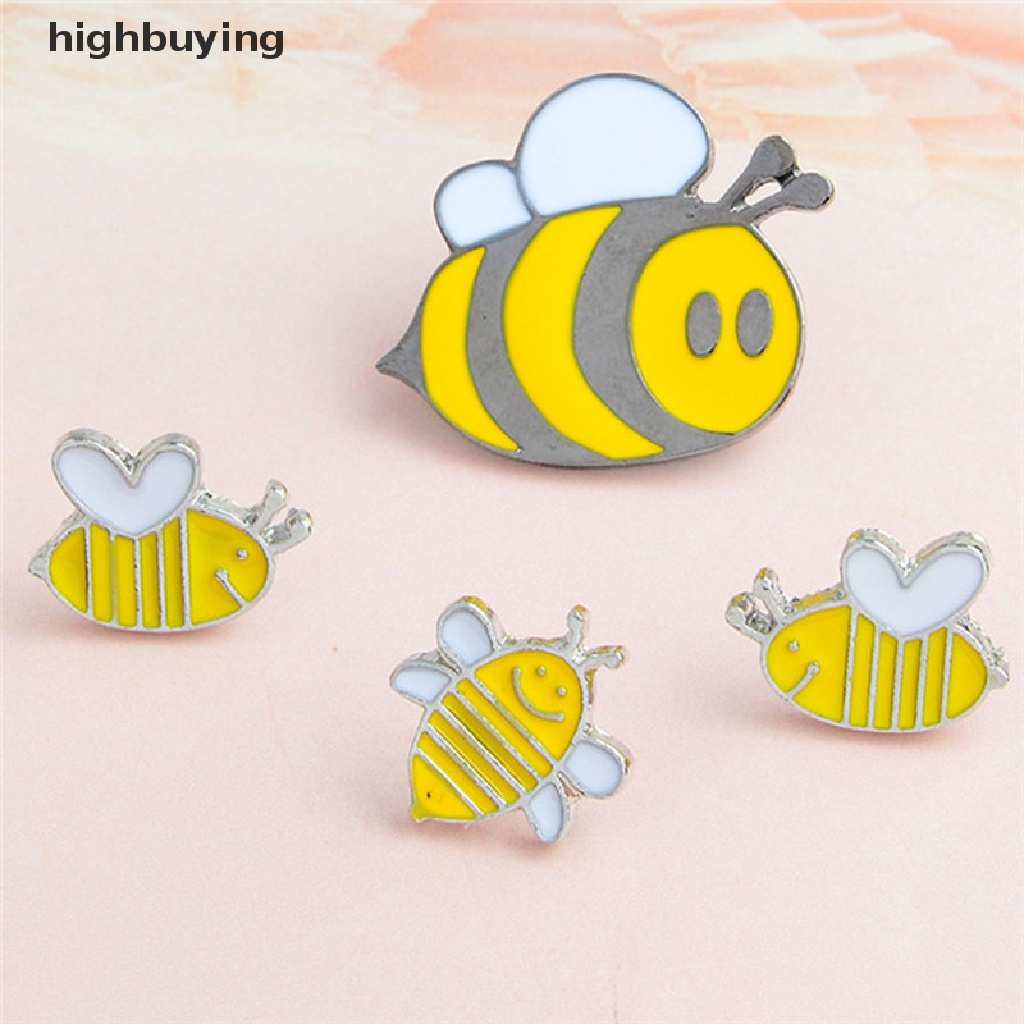 Hbid 4PCS Bros Pin Enamel Bentuk Lebah Lucu Untuk Kerah Kemeja