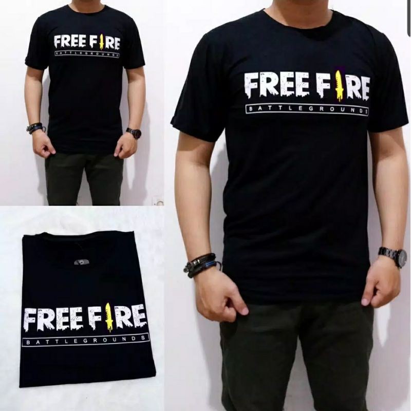 Pakaian Pria Trendy Game Baju Kaos Distro FREE FIRE LOGO kaos Free fire distro murah