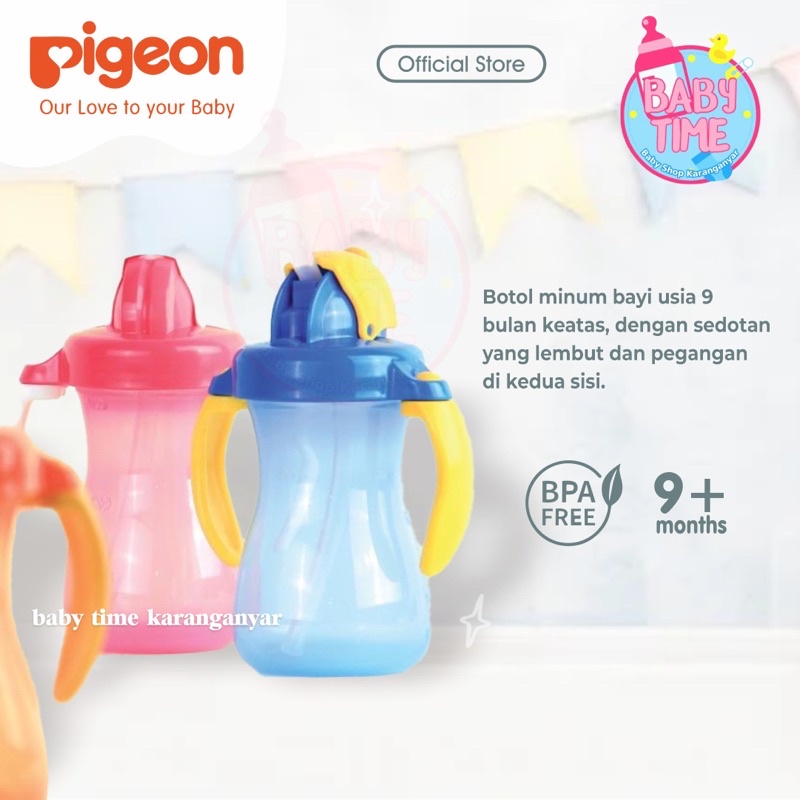PIGEON Petite Straw Bottle Botol Cangkir Gelas Minum Anak Bayi 150ML 150 ML Training Cup Pink Blue