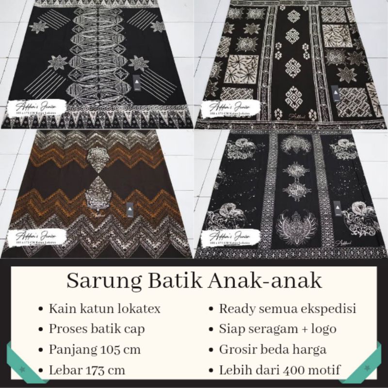 SARUNG BATIK PEKALONGAN ANAK-ANAK / SARUNG BATIK NU / KAIN KATUN CANDIMEKAR TULIS CAP PRINT