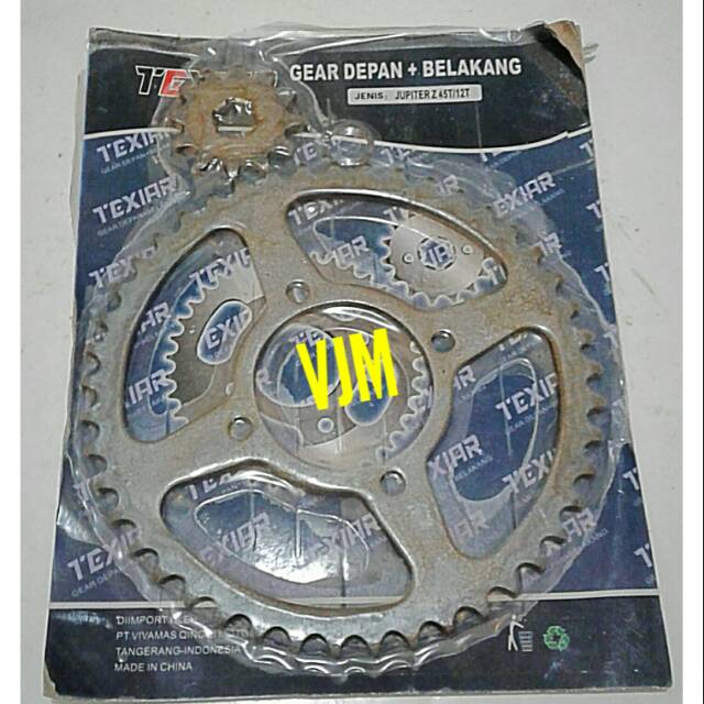 PROMO MURAH GEAR SET GIR PAKET DEPAN DAN BELAKANG RX KING RXS ALFA  F1ZR VEGA R JUPITER Z  45T 12T