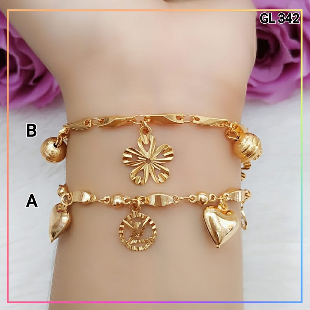 Gelang xuping gelang dewasa rantai bunga love kombinasi lapis emas gold GL 342