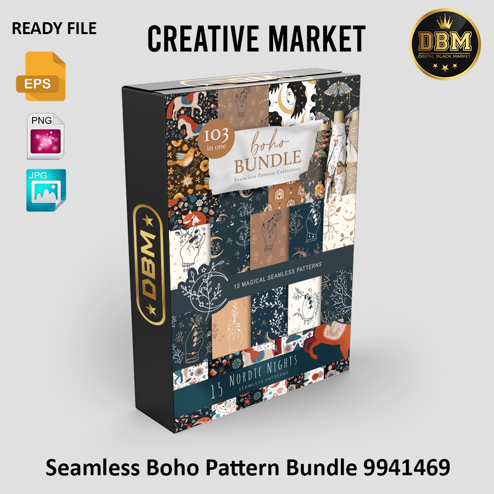 Seamless Boho Pattern Bundle - Vector Designs