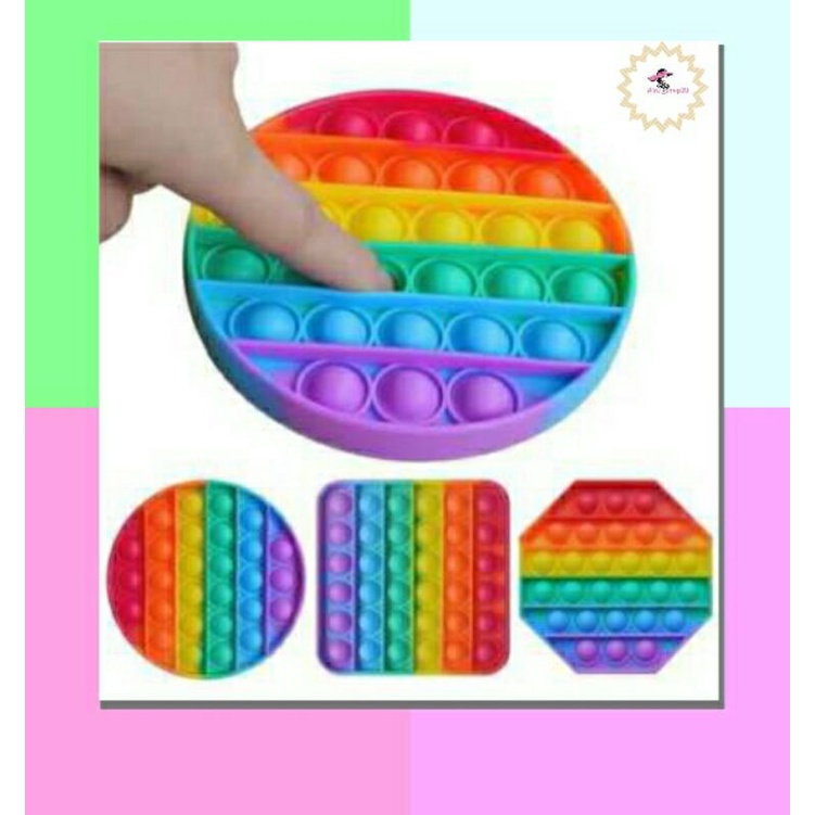 Mainan anak pop it rainbow jumbo murah pop it pelangi bahan silicone mainan peningkat sensorik anak
