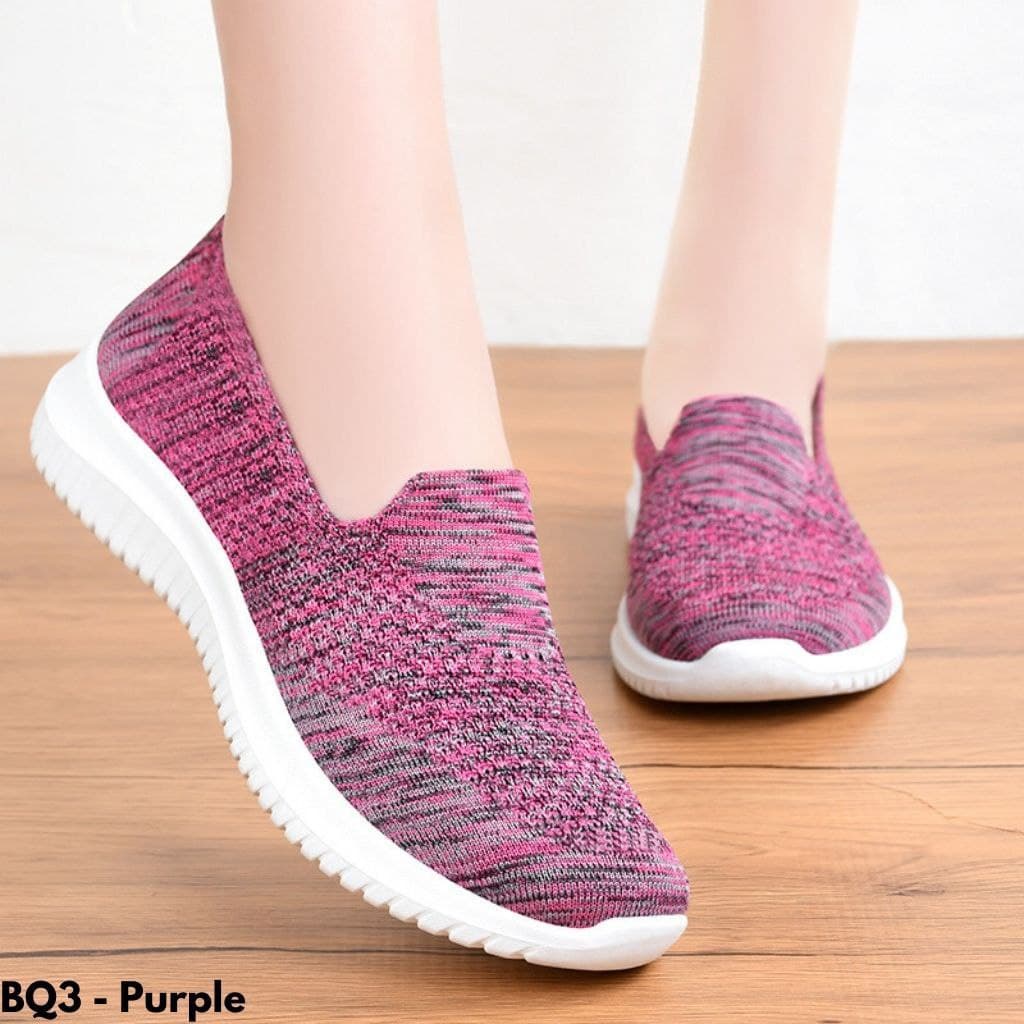 SEPATU WANITA KUALITAS IMPORT COCOK PAKAI KASUAL BAHAN KANVAS ELASTIS MODEL SNEAKERS SLIP ON BQ3