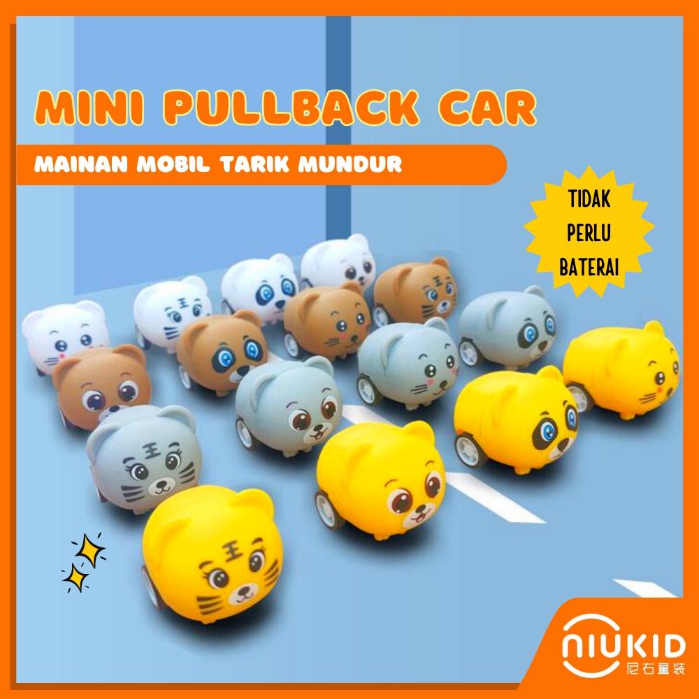 NIUKID MAINAN ANAK MINI PULLBACK RUNNER CAR KARAKTER HEWAN MAINAN KARTUN MOBIL ANAK MINI PULLBACK CAR