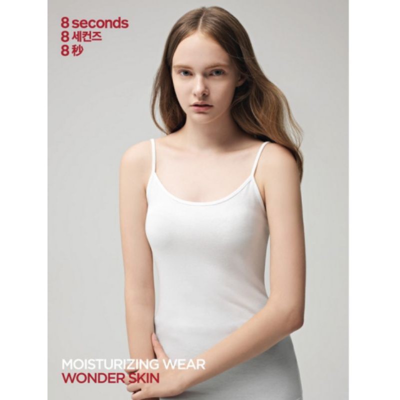 Tank Top Basic Cami Branded Korean 8seconds Wanita singlet tali kecil Spaghetti putih Cewek