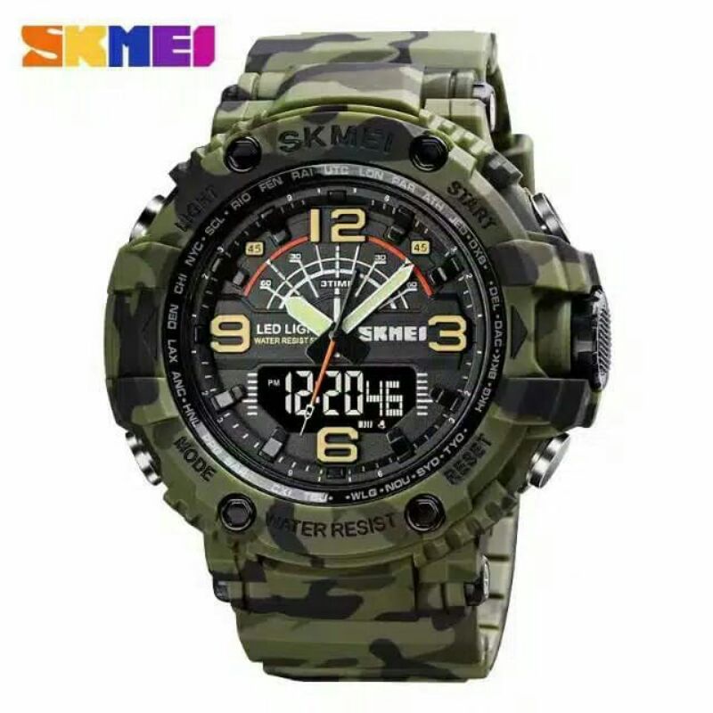 JAM TANGAN PRIA SKMEI ORIGINAL 1617 CAMO ARMY DORENG 3 TIME WATERRESIST BERENANG