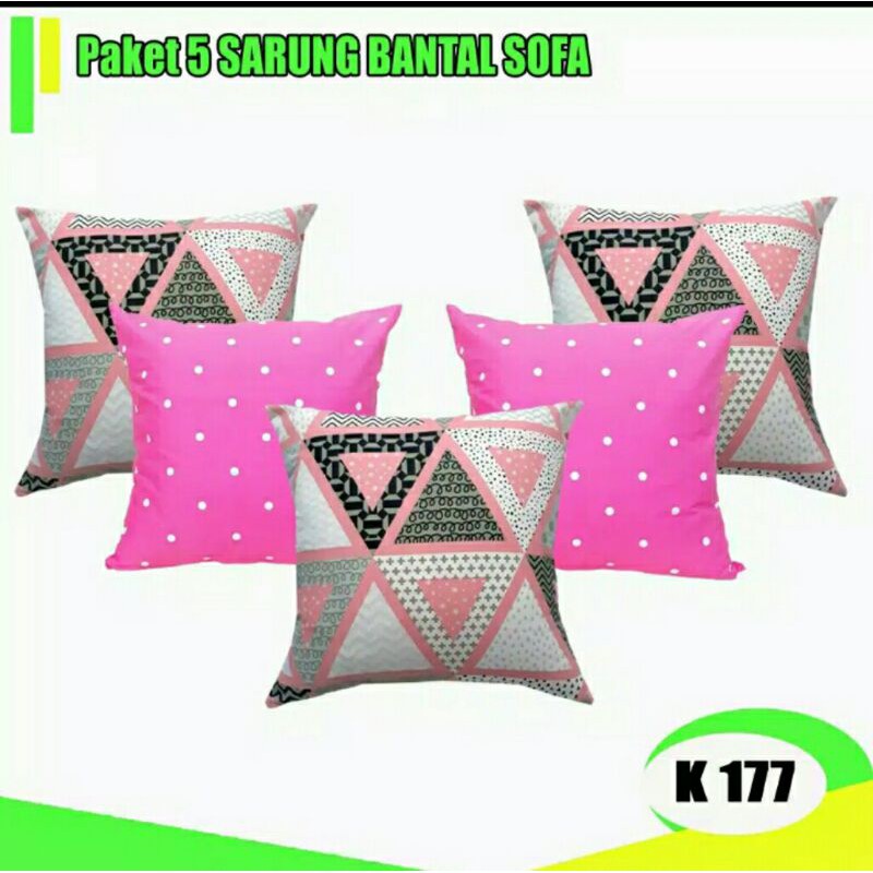 Set sarung bantal kursi sofa cushion cover 60x60 cm sarban segitiga pink