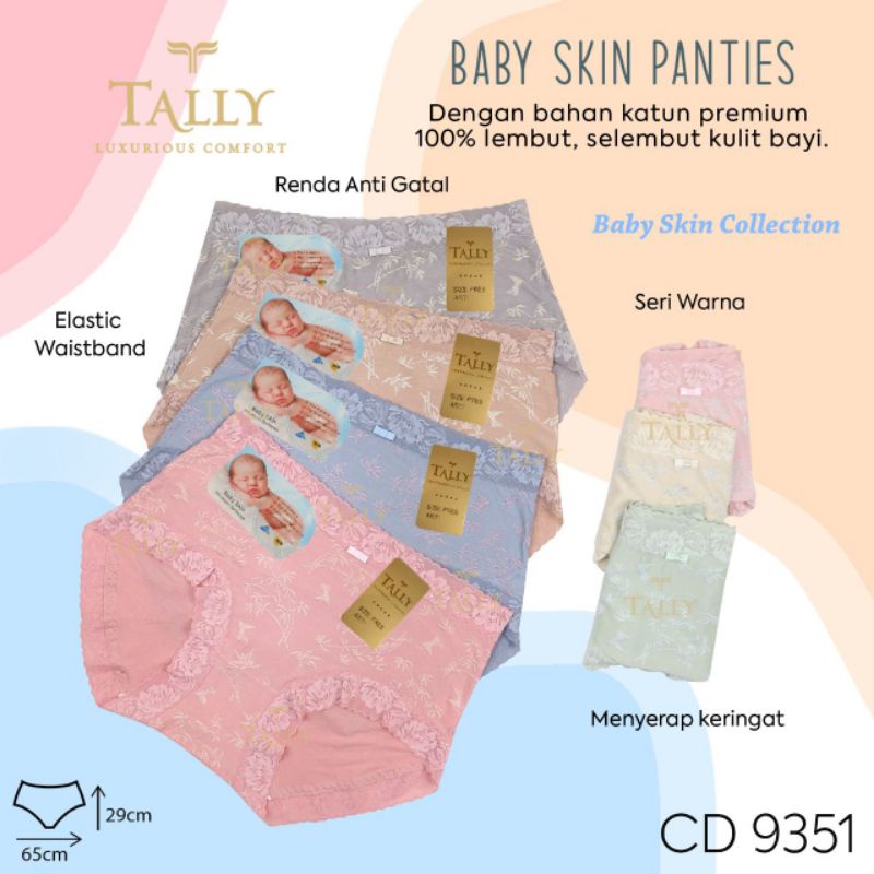 TALLY CD CELANA DALAM BABY SKIN 9351 | FIT XXL | BAHAN KATUN BABY SKIN | FREE SIZE