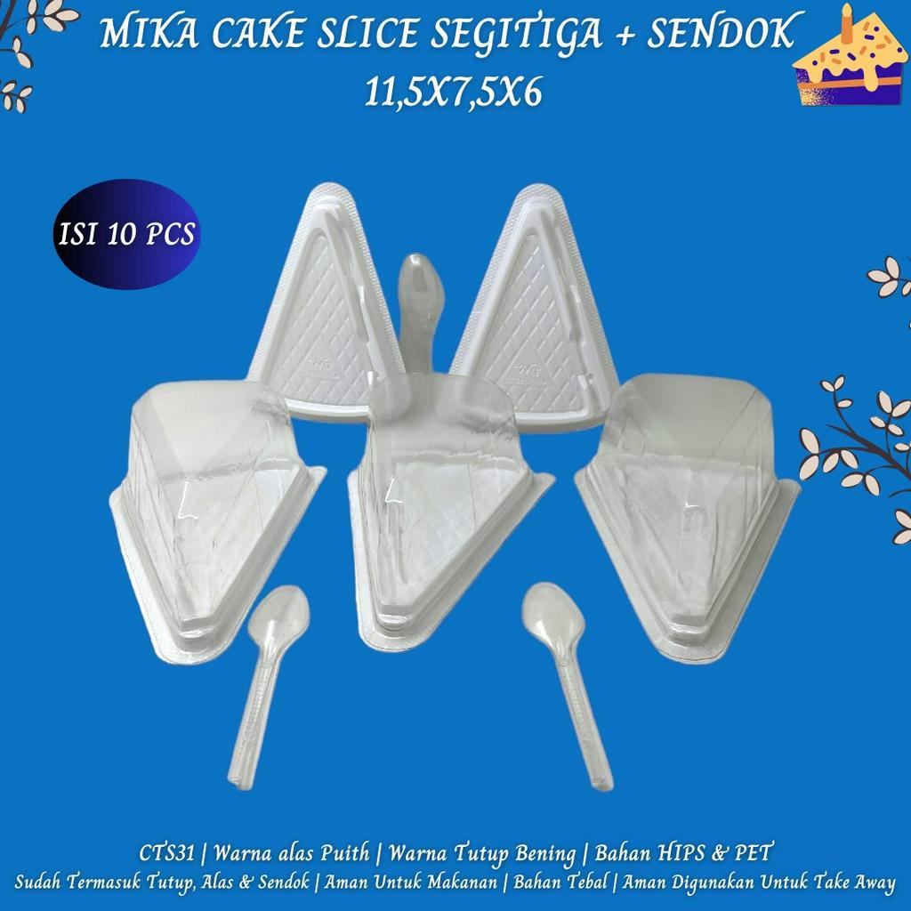 Mika Cake Segitiga Plus Sendok Mika 11,5X7,5X6 (Isi 10 Pcs-CTS31)