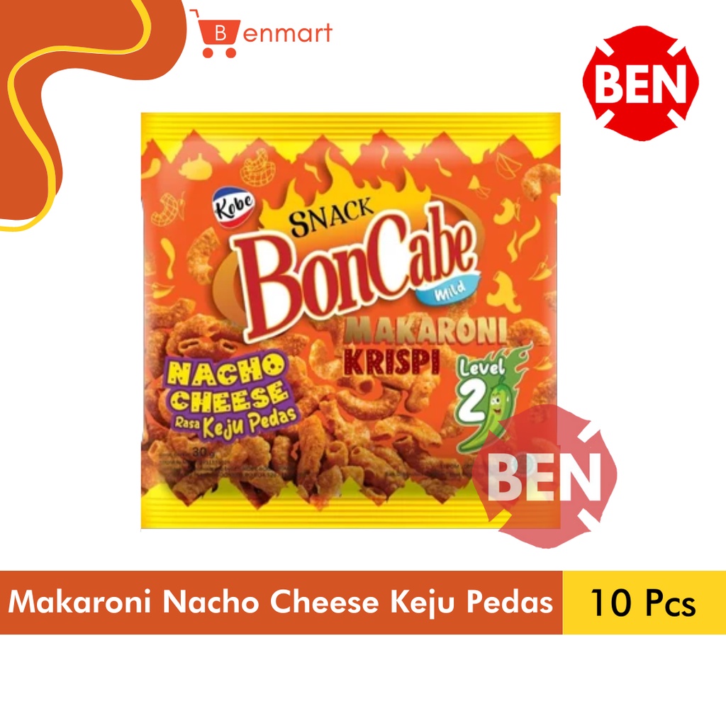 

Snack BonCabe Makaroni Krispi NACHO CHEESE KEJU PEDAS Level 2 Bon Cabe