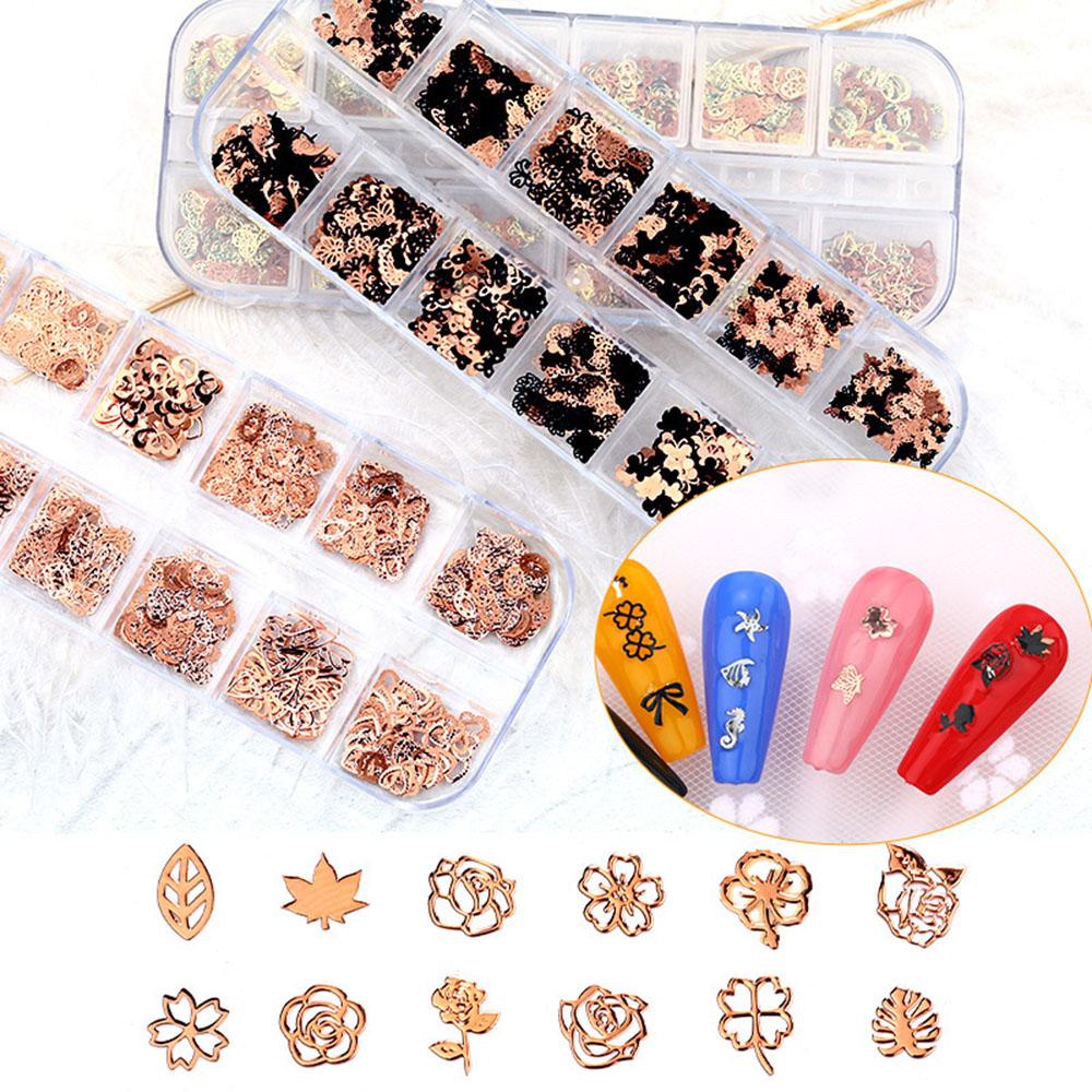 Mxbeauty Manik-Manik Kuku 3D Bentuk Bulan / Bunga / Kupu-Kupu / Daun Bahan Alloy Untuk Nail Art DIY