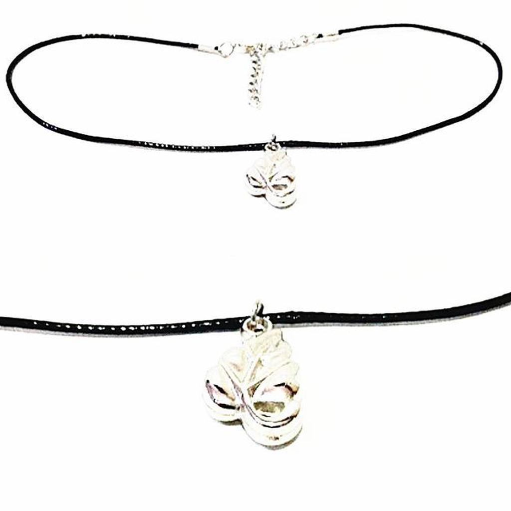 Baby Choker Necklace Silver Apple Leaf | Kalung Handmade