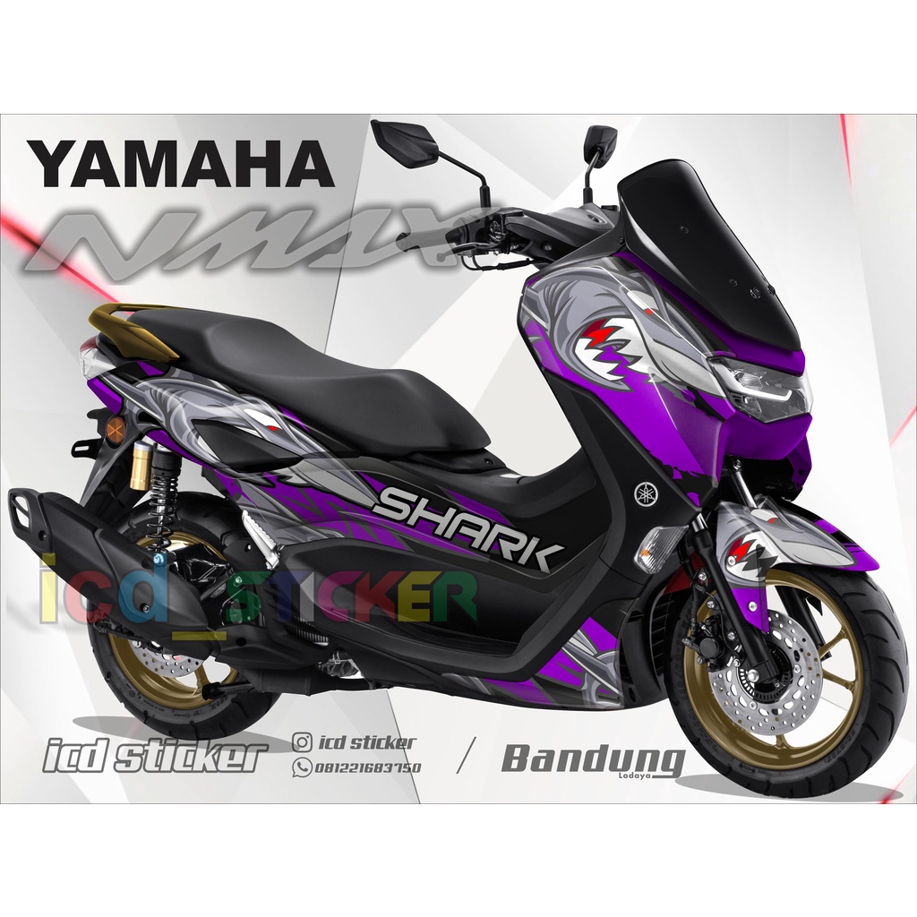 decal sticker full nmax shark custom sticker decal Nmax ungu elegan