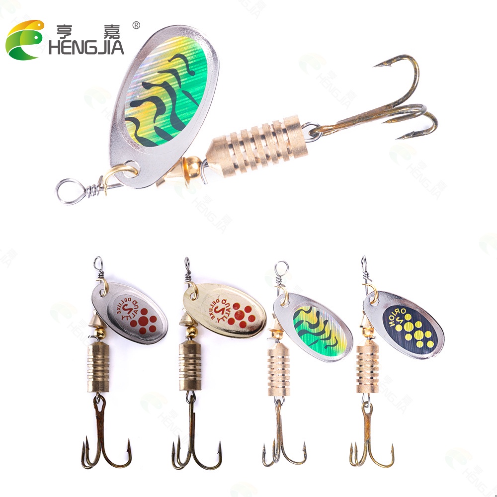 Hengjia 5pcs/lot Umpan Pancing Sendok Spinnerbait Sequin Imitasi 5 Warna Fishing Lure 6.7cm / 7.3g Metal Bait Tackle