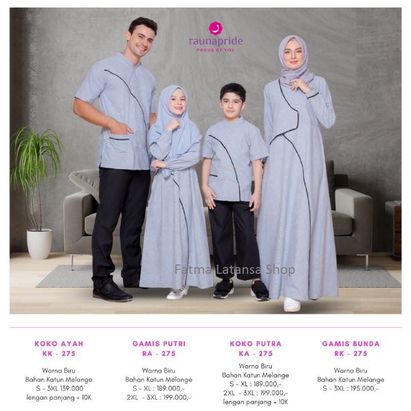 sarimbit keluarga rauna rk kk ra ka 275 / gamis couple / baju muslim keluarga / gamis ibu dan anak
