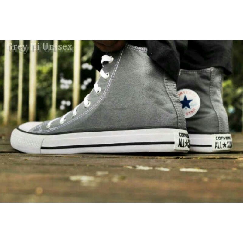 READY GOJEK GRAB TAS SEPATU CONVERSE HIGH GREY ABU SNEAKERS KETS CASUAL JALAN HANGOUT KADO HADIAH CEWEK COWOK