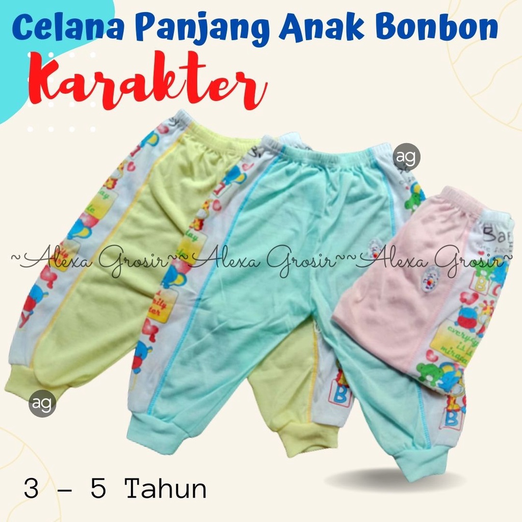 Celana Panjang Bayi Halus Lembut 3-5 Tahun Size S M L XL XXL/3L