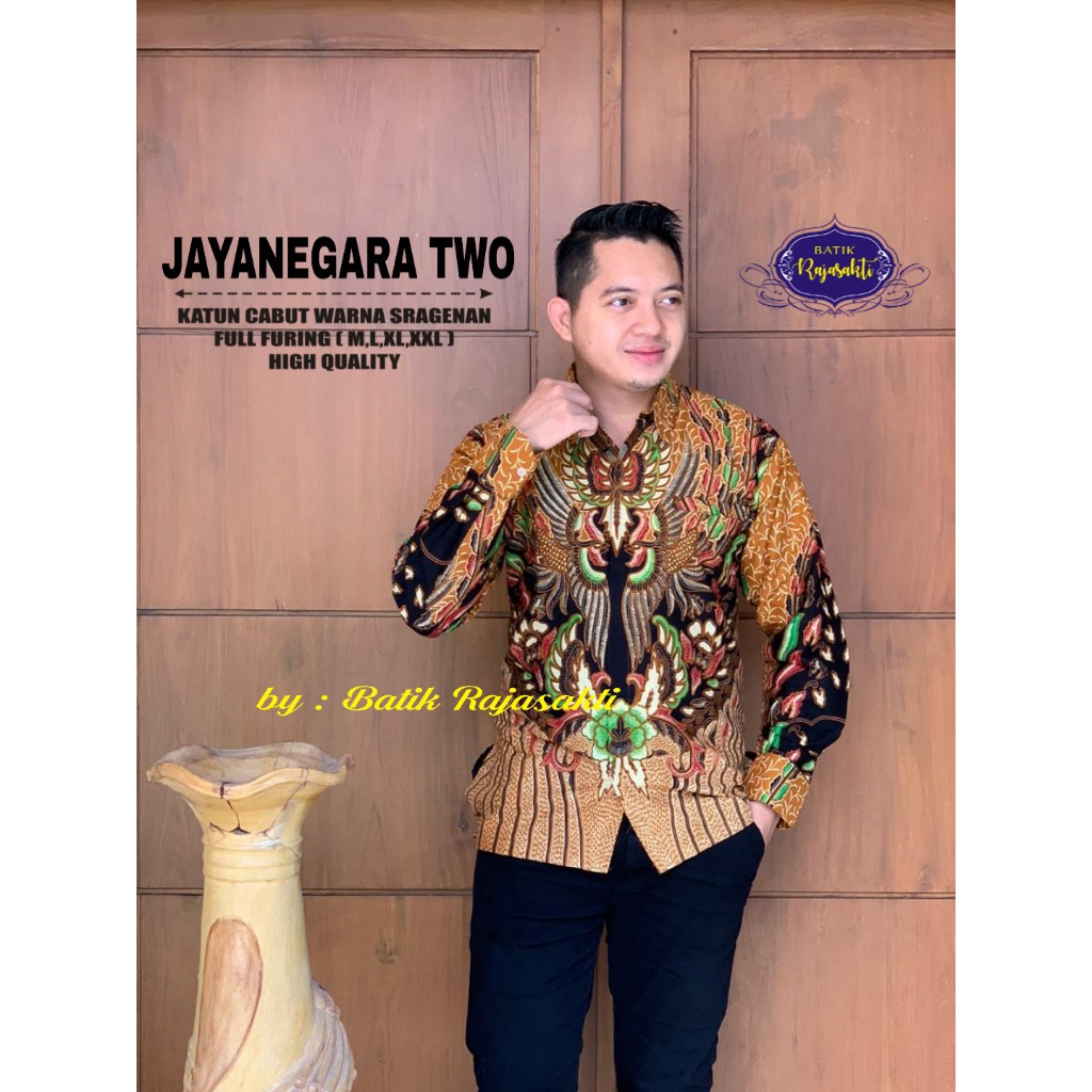 JAYANEGARA TWO Kemeja Batik Pria Lengan Panjang Katun Halus FULL FURING Rajasakti