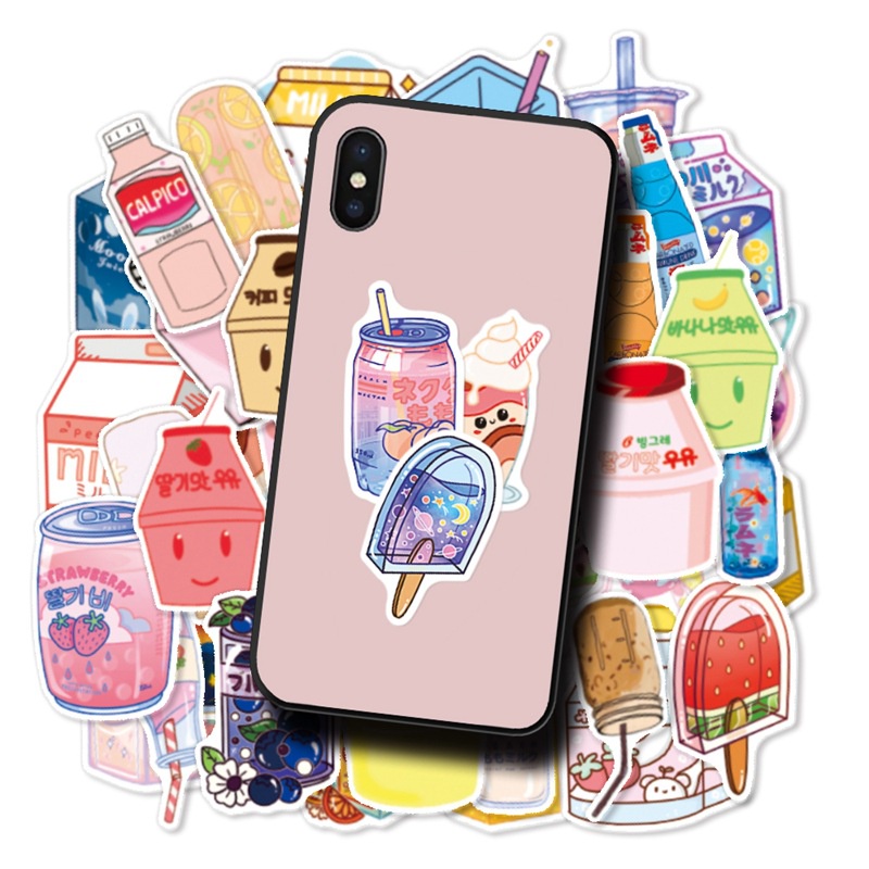 Rasa minuman stiker kartun susu teh cangkir soda minuman dingin karton susu Jurnal bahan phone case