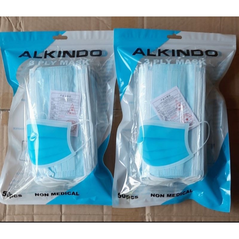 Masker Earloop biru Alkindo 3ply isi 50pcs