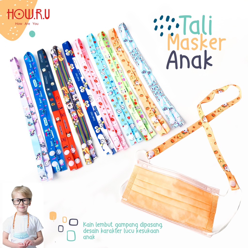 HOW.R.U | Kalung Masker / Strap Mask /Tali Gantungan Motif Karakter Lucu untuk Anak