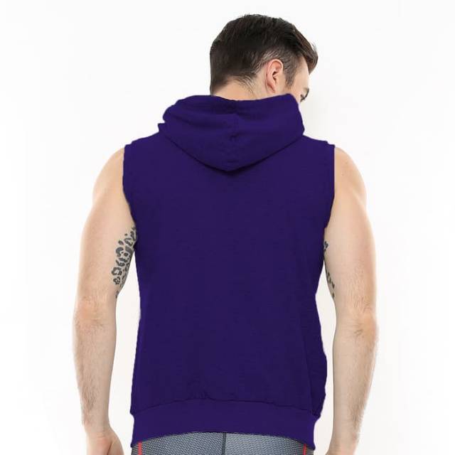 FJS-004DM Jaket sleeveless hoodie sport fitness FLEX dongker merah