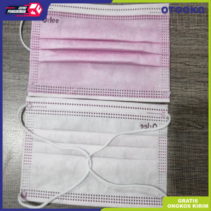 Masker 3 Ply 3ply Headloop Hijab Orlee Original Pink isi 50