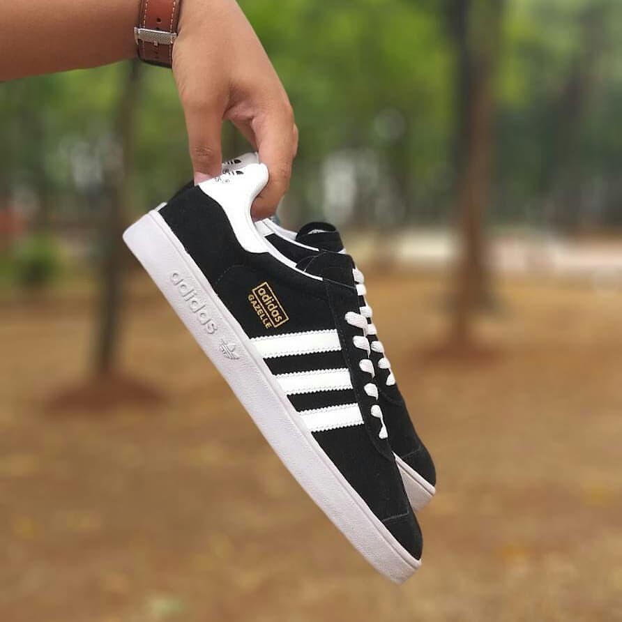 Sepatu Adidas Gazelle Black White Hitam Putih Sekolah Kerja Kuliah Kado Hadiah Pria murah Casual