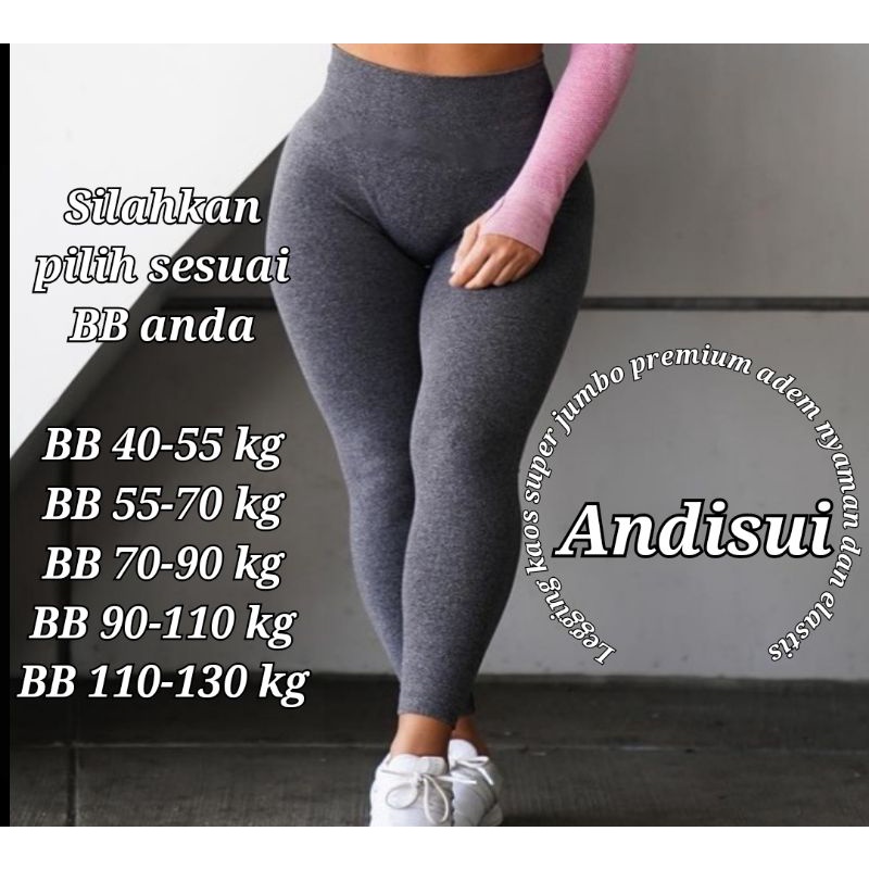 Celana Legging kaos panjang polos  L -XXXXL/4XL BB 40-130kg