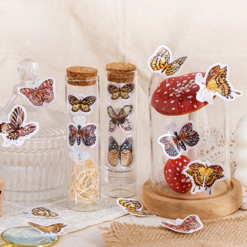 46pcs/set Colorful Butterfly Creative Self-adhesive Stickers Hand Account Diy Decorative Sealing Stickers