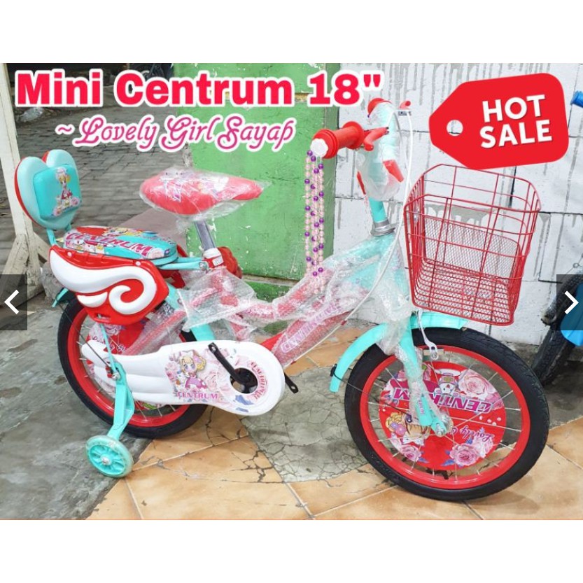 Sepeda Anak Perempuan 16 & 18 Inch Mini Centrum Sayap Keranjang-1