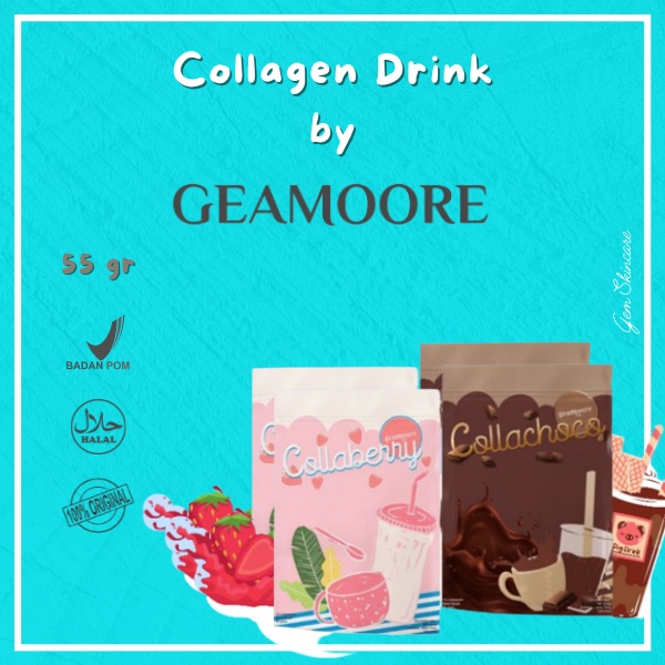 Geamoore Collaberry Collachoco Drink Minuman Serbuk Collagen Colagen Kolagen Drink Geamoore pemutih 